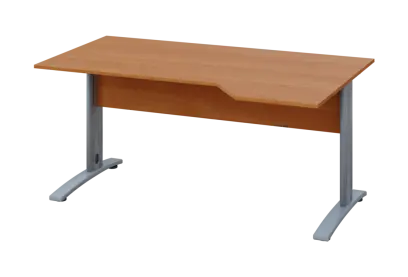 EZK 28 - 164 stůl kancelářský, rohový, pravý, kovová podnož stříbrná, deska 25 mm, široký 1600 mm, olše jantar